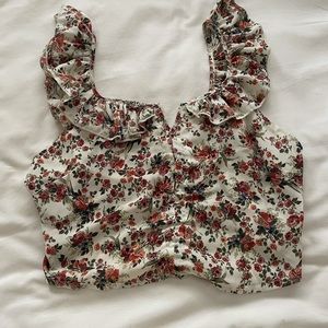 Cropped floral blouse, size medium